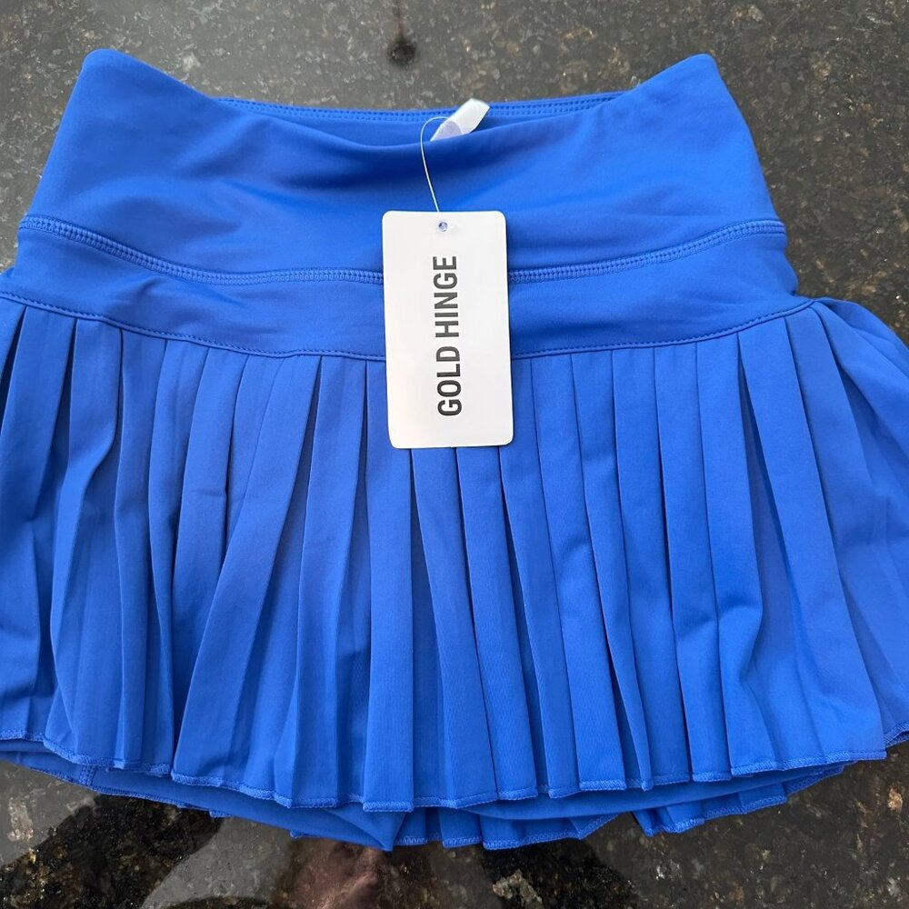 Gold Hinge Cobalt Pleated Tennis Skirt